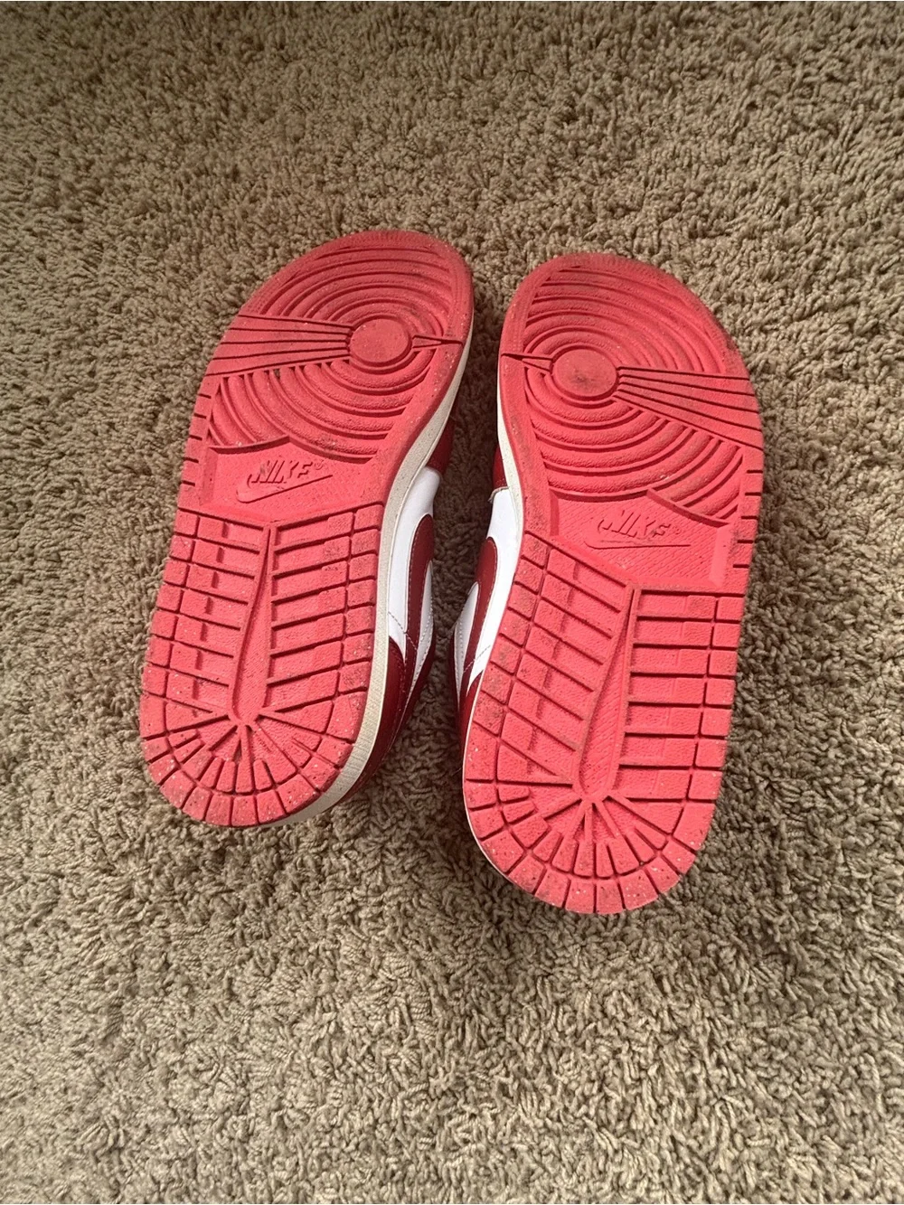 Jordan Red and White Low-Top Sneakers